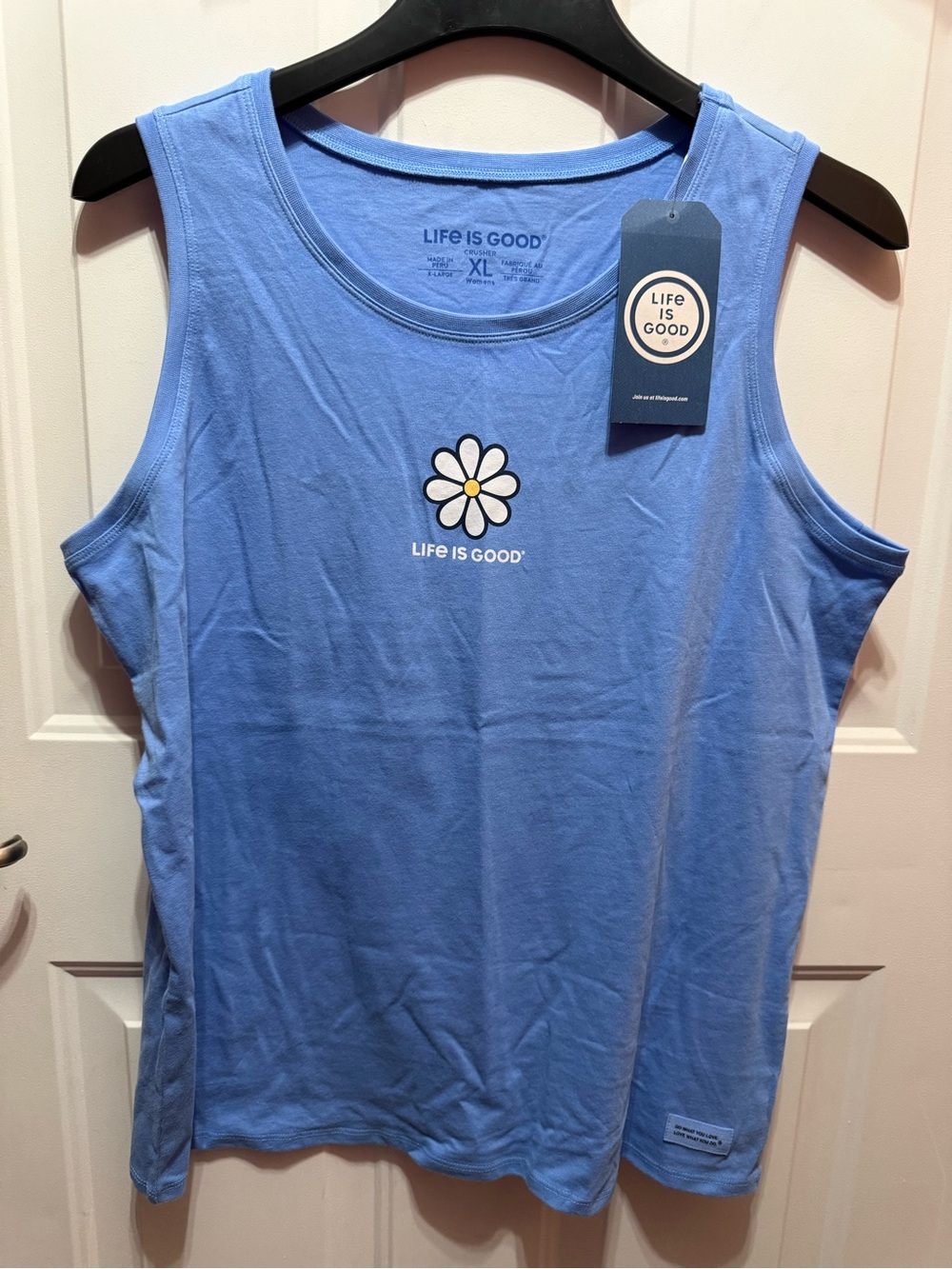 Life Is Good Light Cornflower Blue Daisy Graphic Tank